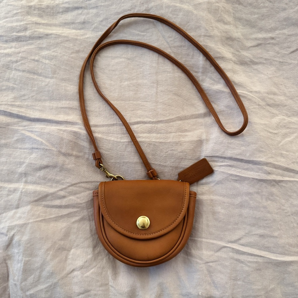 Vintage Coach Leather Mini Belt Bag British Tan w Hang Tag